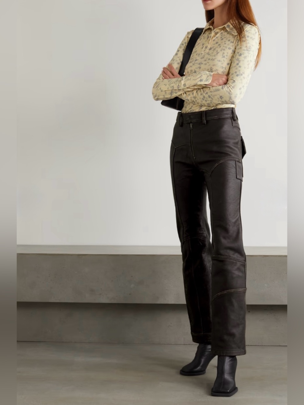Acne Dark Brown Straight-Leg Leather Cargo Pants